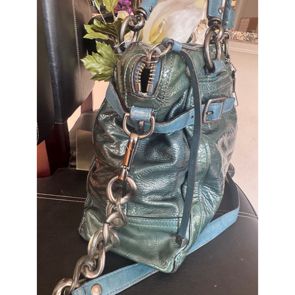 COACH FLAGSHIP Patent Leather ELLA 16394 TEAL (30000 - Picture 4 of 13
